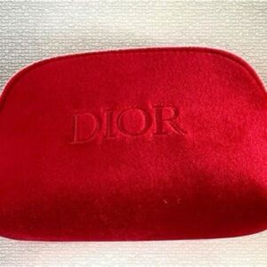 Dior Elegant Red Velvet Cosmetic Bag